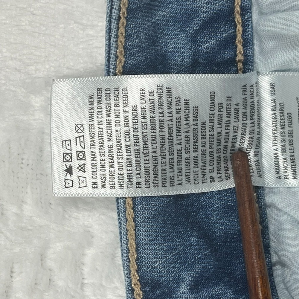 American Eagle Super High Rise Baggy Wide Leg Jeans Womens 14 Light Wash Stretch - Picture 9 of 16